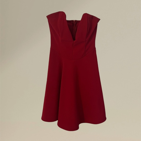 Lulus Dark Red Strapless Formal Dress with Plunging V-Neck | Medium - Picture 5 of 8